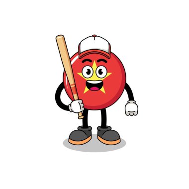 Vietnam bayrağı maskotu çizgi filmi beyzbol oyuncusu, karakter tasarımı