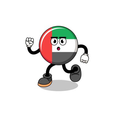 çalışan BAE bayrak maskotu illüstrasyonu, karakter tasarımı