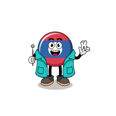 Laos bayrak maskotunun dişçi olarak tasviri, karakter tasarımı
