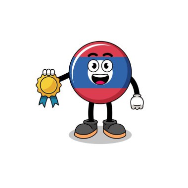 Laos bayrak çizimi tatmin edici madalya garantili karakter tasarımı