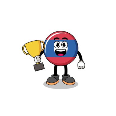 Laos 'un çizgi film maskotu elinde bir kupa, karakter tasarımı