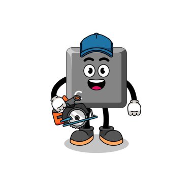 Bir ahşap işçisi olarak C klavyesinin çizgi film çizimi, karakter tasarımı