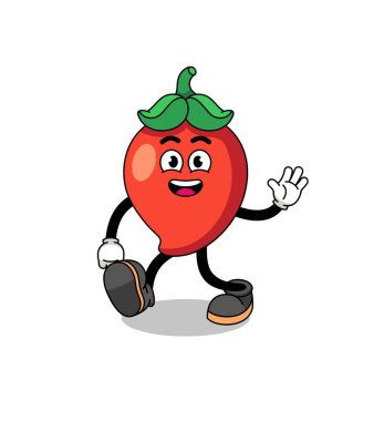 chili pepper cartoon walking , character design