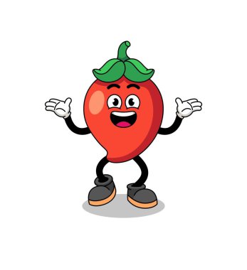 chili pepper cartoon searching with happy gesture , character design