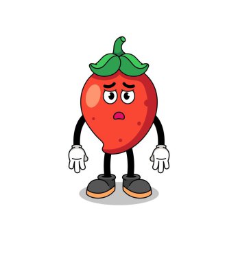 chili pepper cartoon illustration with sad face , character design