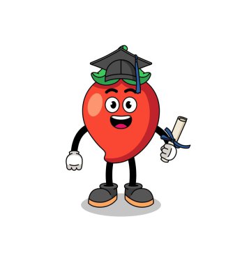 chili pepper mascot with graduation pose , character design