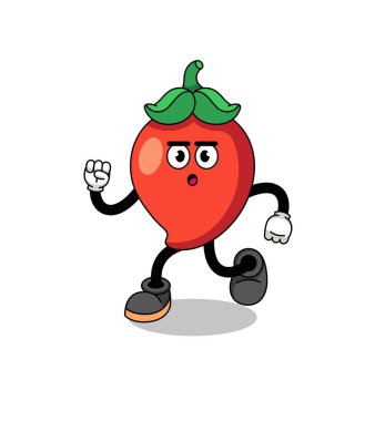 running chili pepper mascot illustration , character design