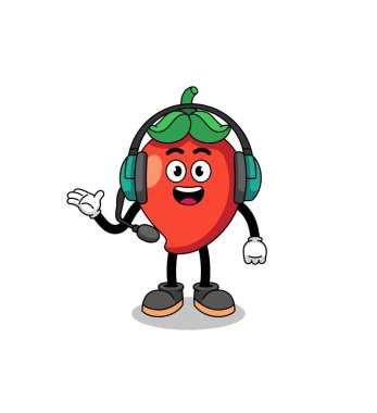 Mascot Illustration of chili pepper as a customer services , character design