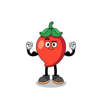 Mascot cartoon of chili pepper posing with muscle , character design