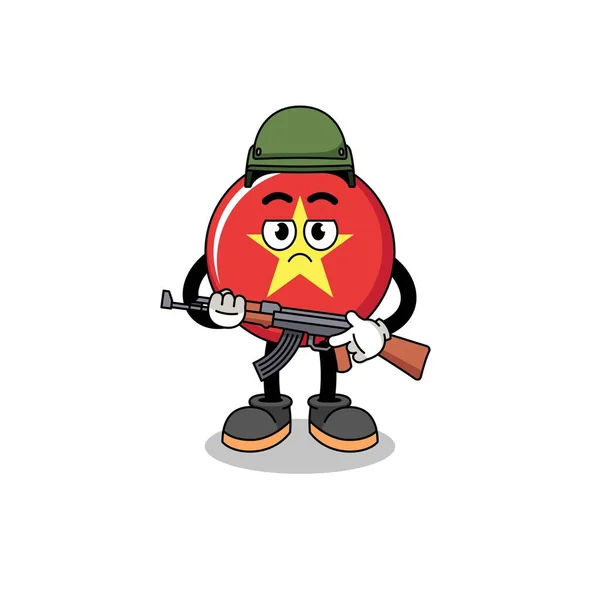 ベトナム国旗兵士の漫画 キャラクターデザイン — ストックベクタ