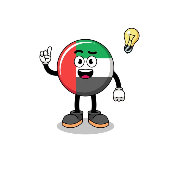 Bandera Los Emiratos Árabes Unidos Dibujos Animados Con Una Idea — Vector de stock