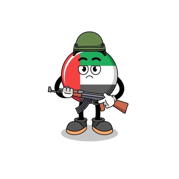 Desenhos Animados Soldado Bandeira Dos Emirados Árabes Unidos Design Personagem —  Vetores de Stock