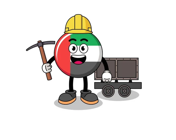 Mascotte Illustratie Van Vae Vlag Mijnwerker Karakter Ontwerp — Stockvector