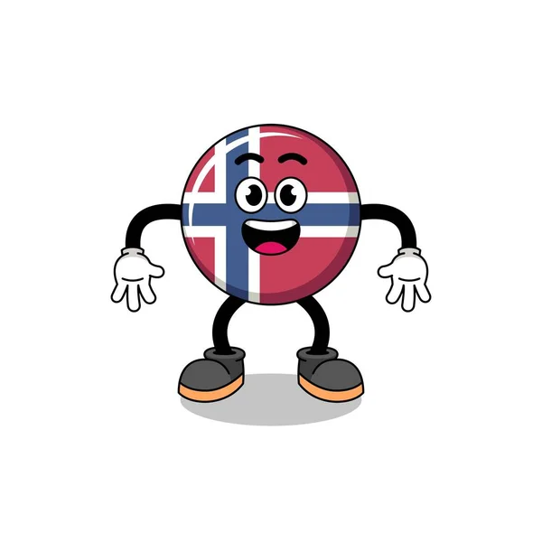 Norwayflagga Tecknad Med Överraskad Gest Teckendesign — Stock vektor