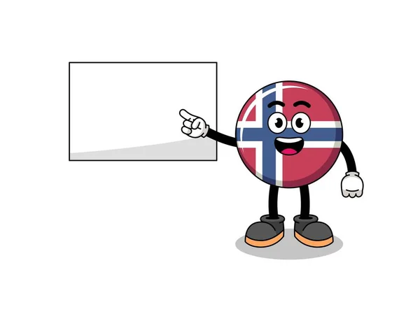 Norway Σημαία Εικονογράφηση Κάνει Μια Παρουσίαση Σχεδιασμό Του Χαρακτήρα — Διανυσματικό Αρχείο