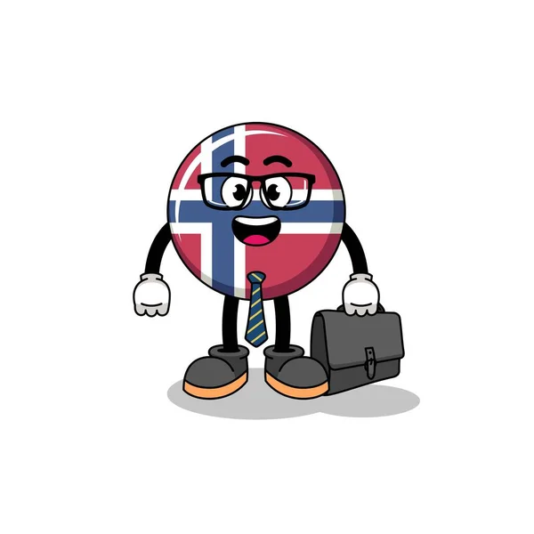 Norway Flag Mascot Businessman Character Design — Stock Vector