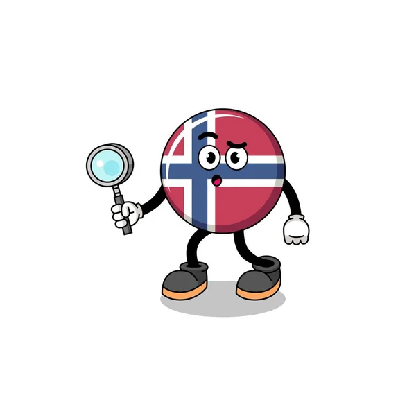 Norveç Bayrak Arama Maskotu Karakter Tasarımı — Stok Vektör