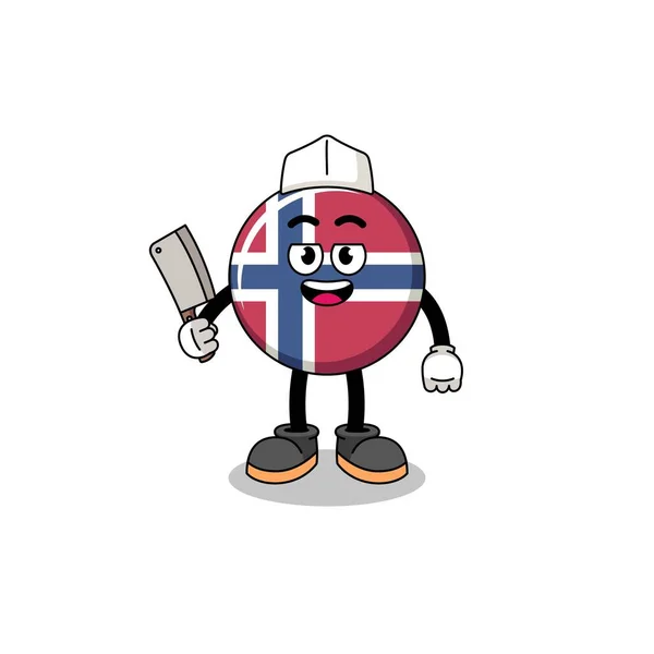Norveç Bayrağının Maskotu Kasap Karakter Tasarımı — Stok Vektör