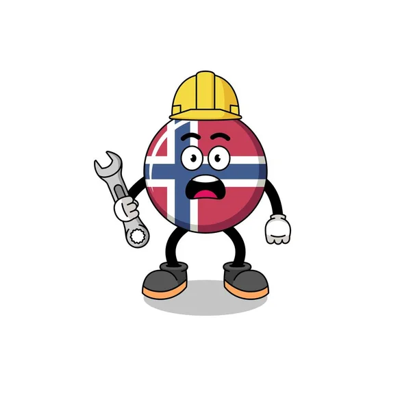 Иллюстрация Символа Флага Norway Ошибкой 404 Дизайн Персонажа — стоковый вектор