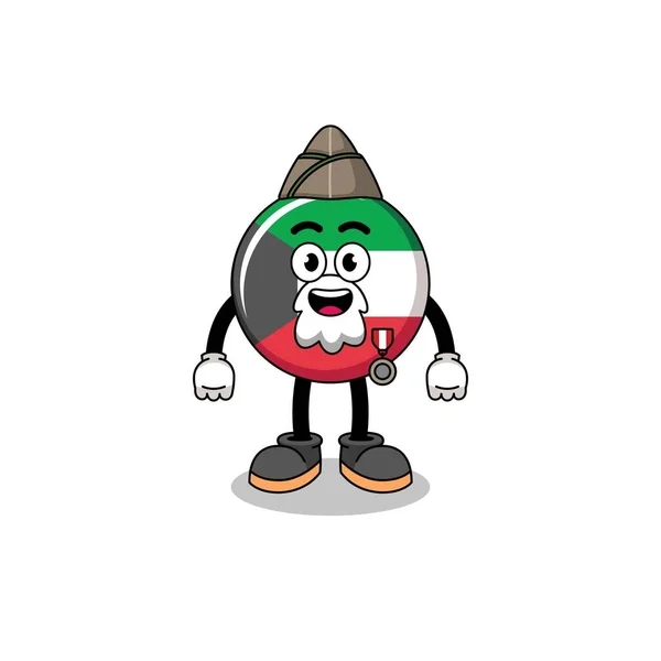 Character Cartoon Kuwait Flag Veteran Character Design — Stock Vector