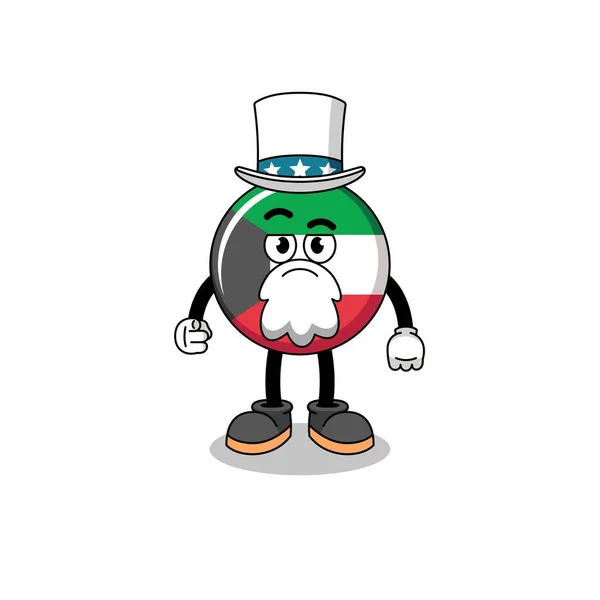 Ilustración Kuwait Bandera Dibujos Animados Con Quiero Que Gesto Diseño — Archivo Imágenes Vectoriales