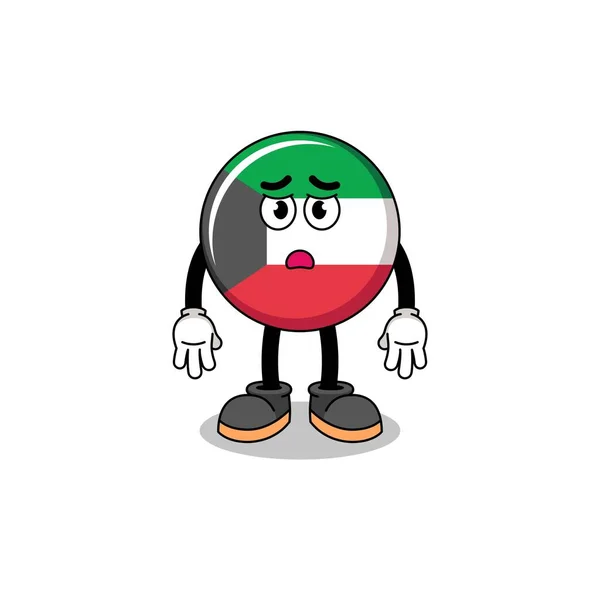 Kuwait Bandera Ilustración Dibujos Animados Con Cara Triste Diseño Personajes — Vector de stock