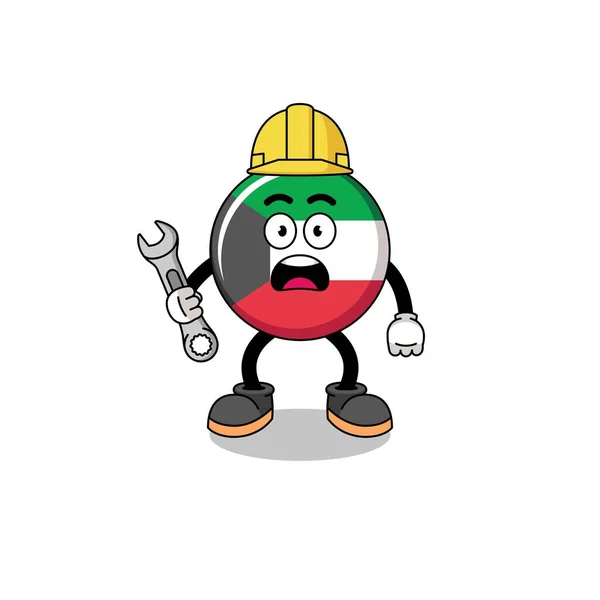 Personaje Ilustración Kuwait Flag Con Error 404 Diseño Caracteres — Vector de stock
