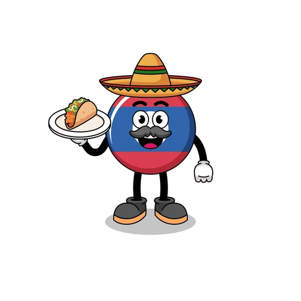 Desenhos Animados Personagens Bandeira Laos Como Chef Mexicano Design Personagens — Vetor de Stock