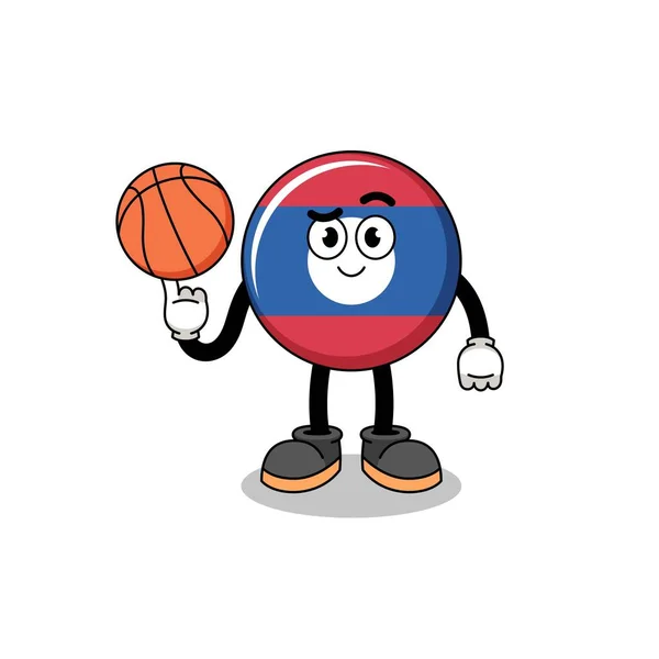Laos Illustration Drapeau Tant Que Joueur Basket Ball Character Design — Image vectorielle