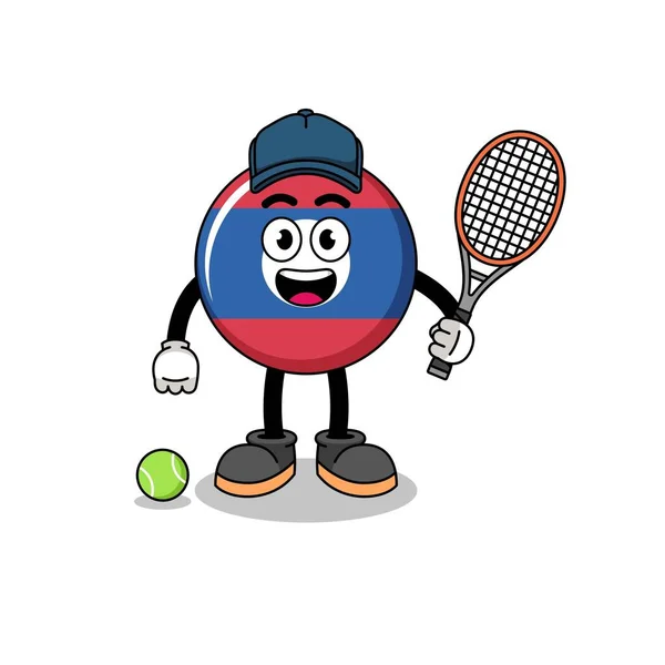 Laos Flag Illustration Tennis Player Character Design — Stock Vector