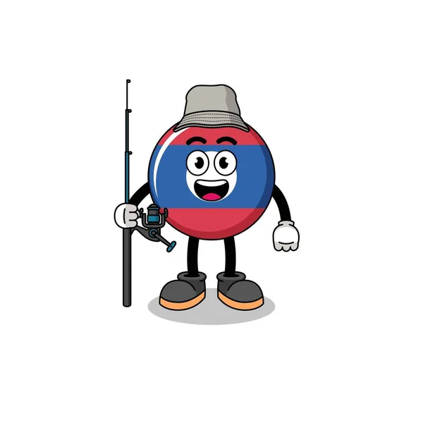 マスコット ラオスの旗漁師のイラスト キャラクターデザイン — ストックベクタ