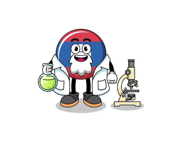 stock vector Mascot of laos flag as a scientist , character design