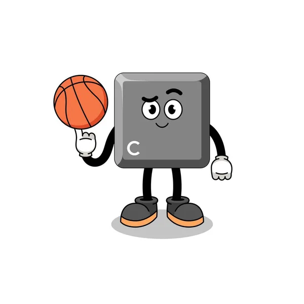 Clavier Illustration Clé Tant Que Joueur Basket Ball Character Design — Image vectorielle