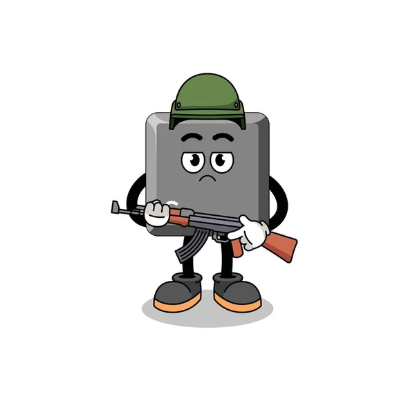 Cartone Animato Tastiera Soldato Tasto Character Design — Vettoriale Stock