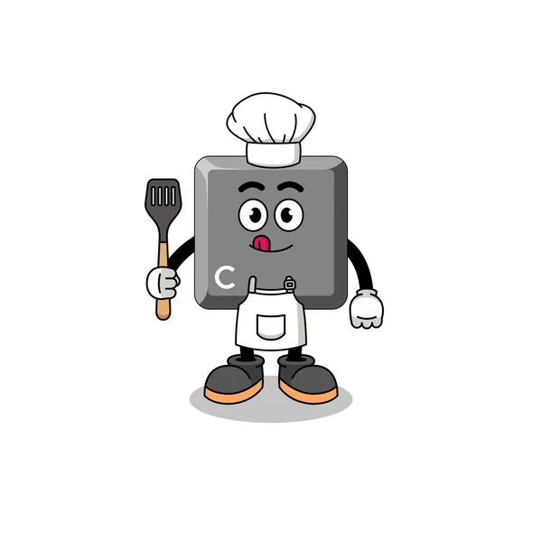 Mascotte Illustration Clavier Key Chef Character Design — Image vectorielle