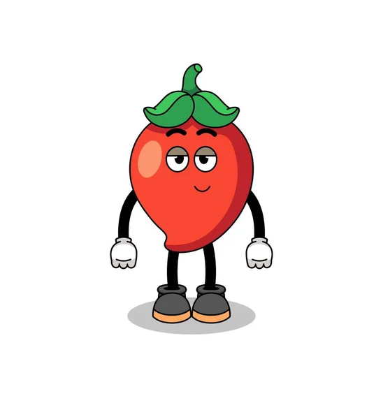 Chili Pepper Cartoon Couple Shy Pose Character Design — Stockvektor