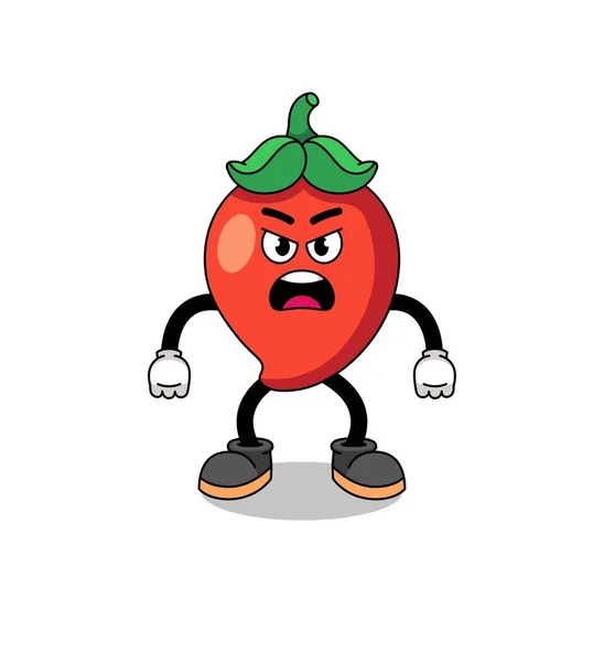 Chili Pepper Cartoon Illustration Angry Expression Character Design — Stock vektor