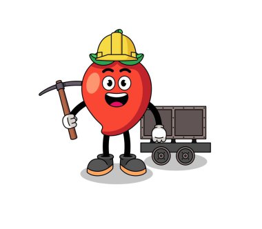 Mascot Illustration of chili pepper miner , character design