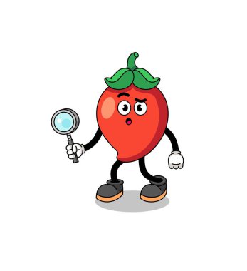 Mascot of chili pepper searching , character design
