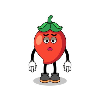 chili pepper cartoon with fatigue gesture , character design