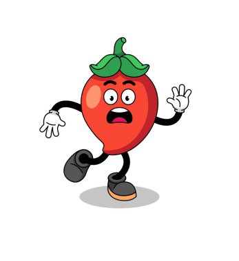 slipping chili pepper mascot illustration , character design