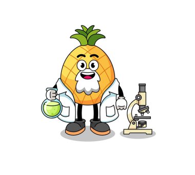 Mascot of pineapple as a scientis