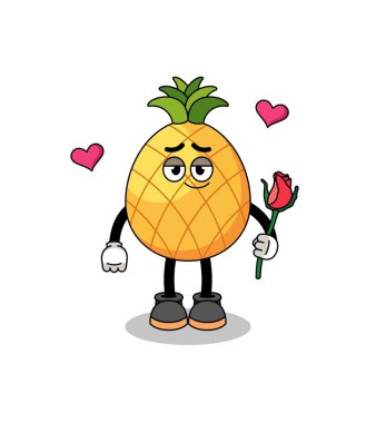 pineapple mascot falling in lov