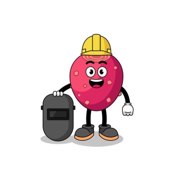 Mascot of prickly pear as a welder , character design