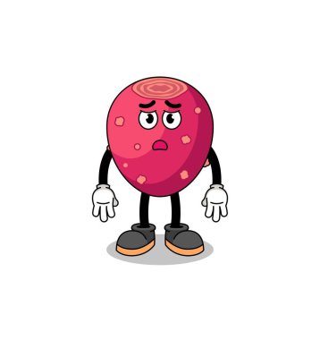 prickly pear cartoon illustration with sad face , character design