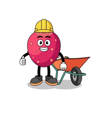 prickly pear cartoon as a contractor , character design