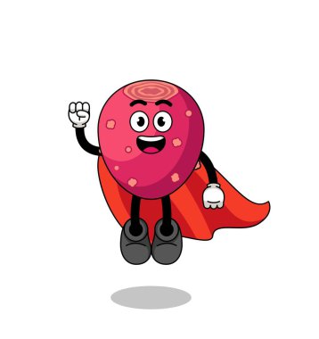 prickly pear cartoon with flying superhero , character design