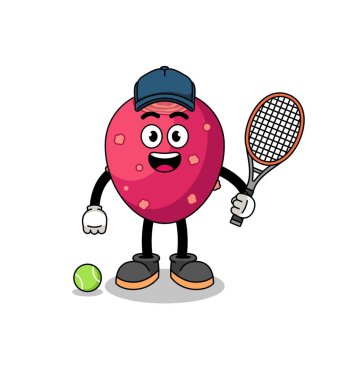 prickly pear illustration as a tennis player , character design