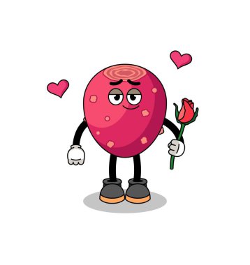 prickly pear mascot falling in love , character design