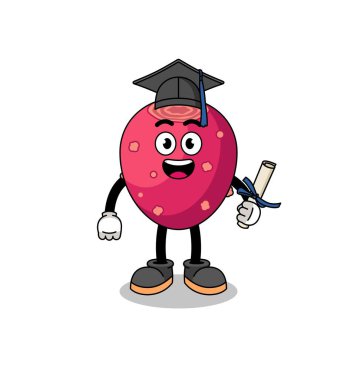 prickly pear mascot with graduation pose , character design
